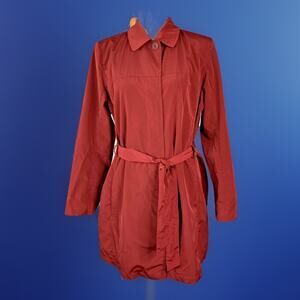 London Fog Red Wine Belted Trench Coat Women’s M